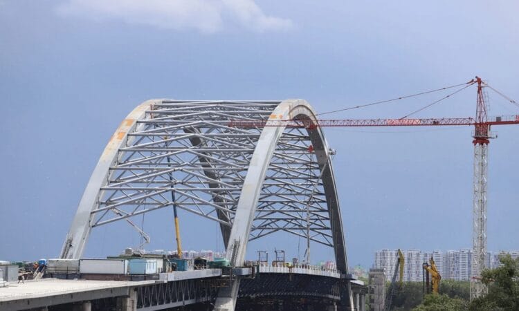 Строительство Подольского моста. Будівництво Подільського моста